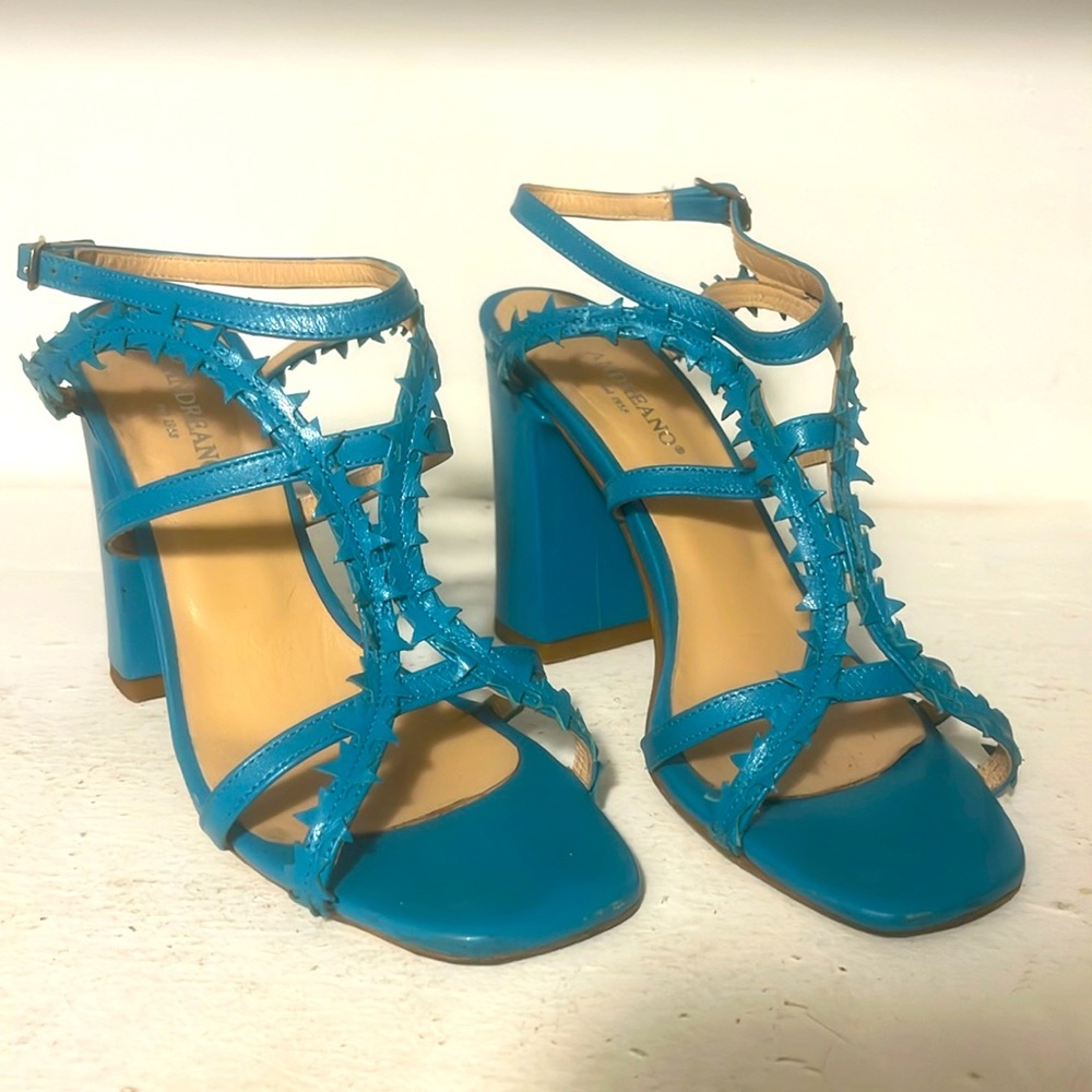 Italian teal leather sandal